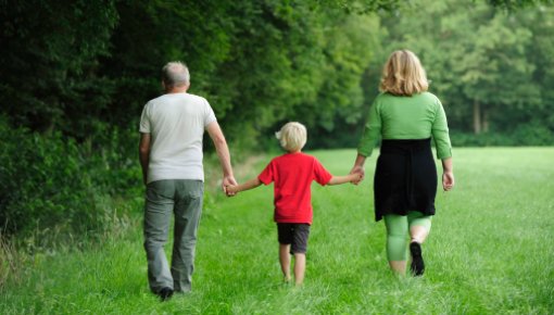 Foto von Familie beim Spaziergang