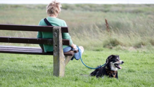 Foto einer Frau mit Hund