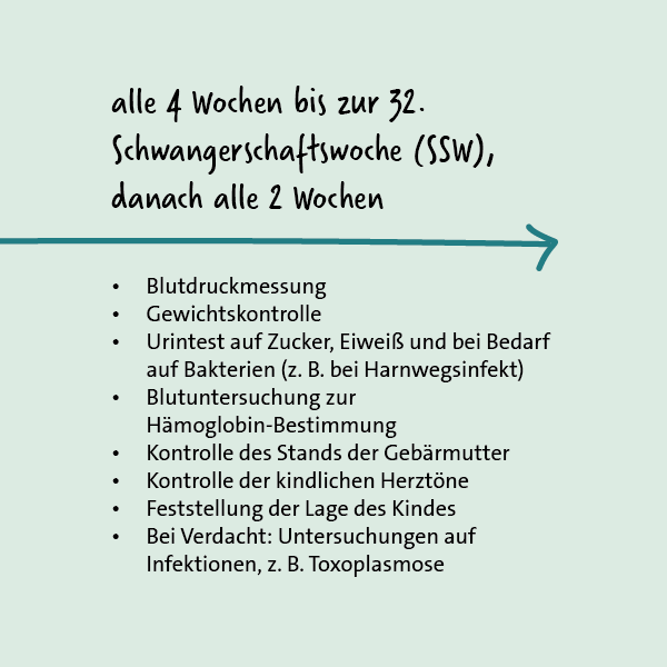 Grafik: Vorsorgeuntersuchungen in der Schwangerschaft