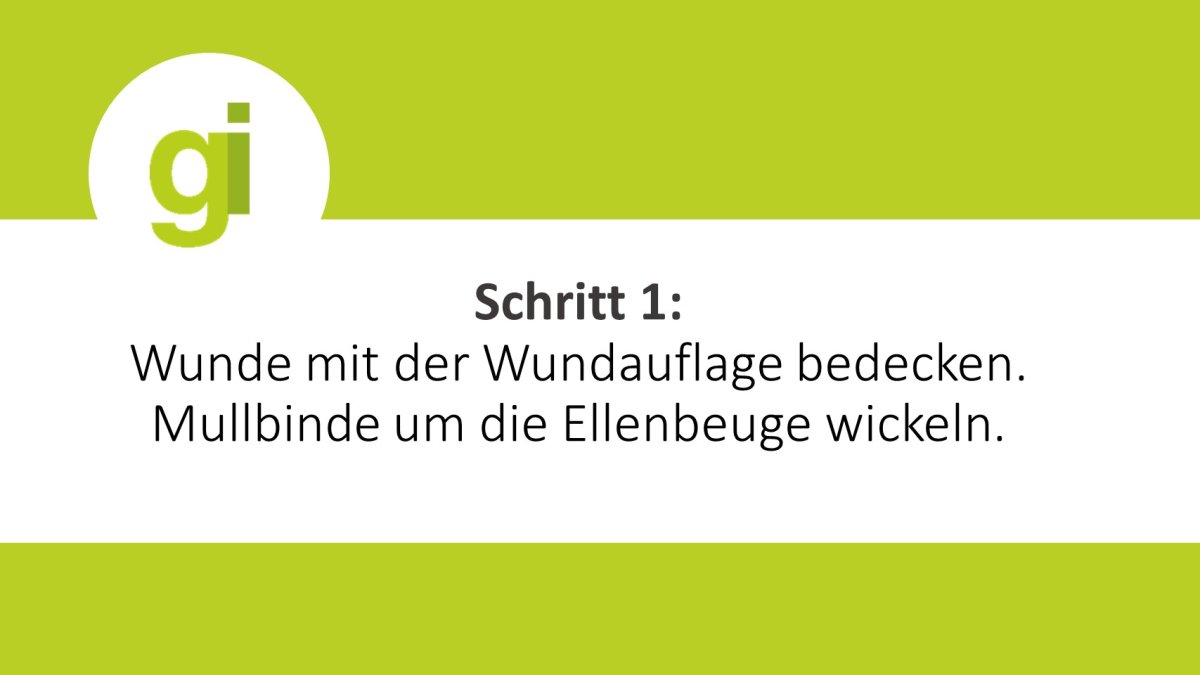 Grafik: Schritt 1: Wundauflage umwickeln