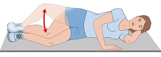 Grafik: Knieheben in Seitenlage