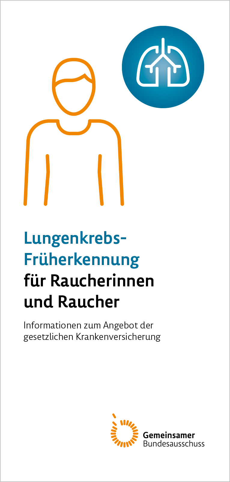 Die Abbildung zeigt die Titelseite der G-BA-Versicherteninformation zur Lungenkrebs-Früherkennung