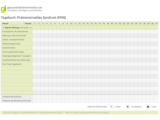 Grafik: Abbildung PMS-Tagebuchvorlage